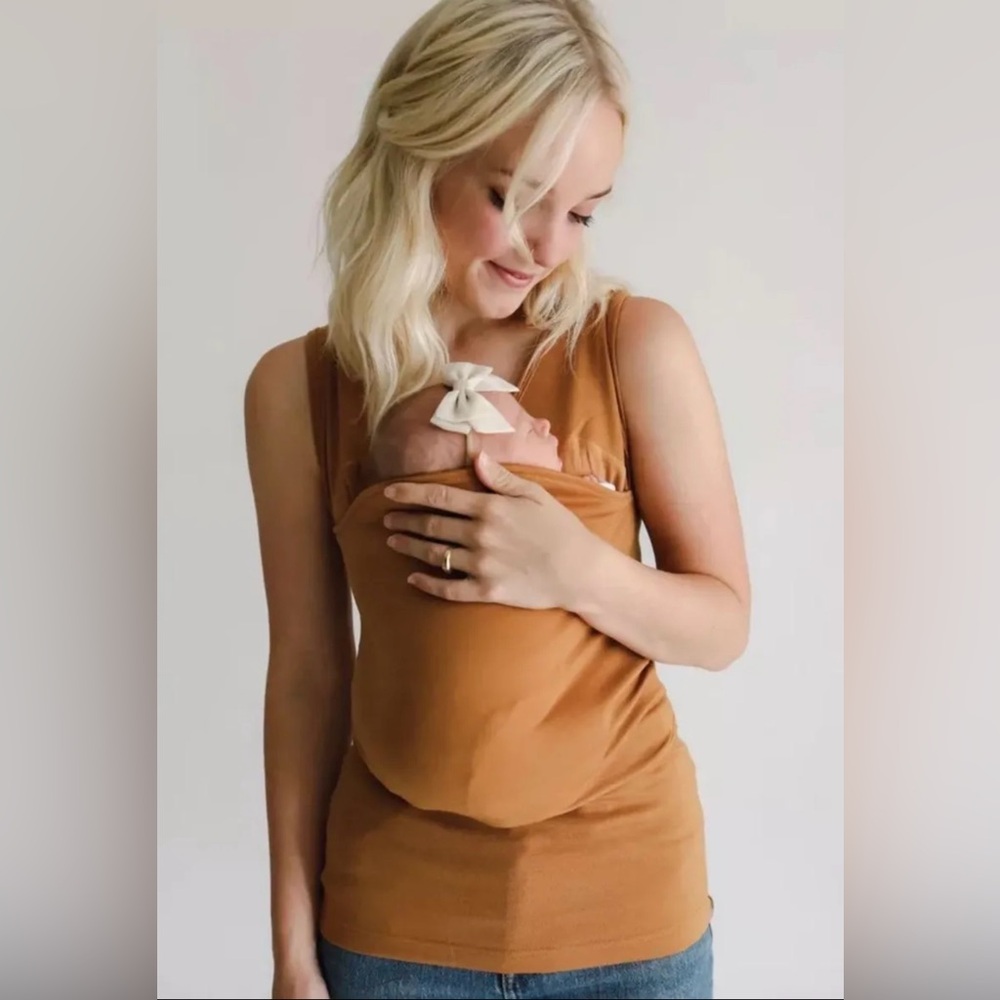 LALABU Maternity Womens Soothe Tank Camel Babywearing Shirt Sleeveless Carrier